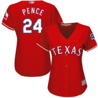 Texas Rangers #24 Hunter Pence Red Alternate Women's Stitched MLB Jersey