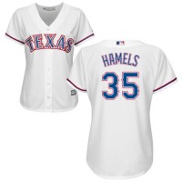 Texas Rangers #35 Cole Hamels White Home Women's Stitched MLB Jersey