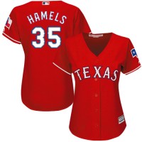 Texas Rangers #35 Cole Hamels Red Alternate Women's Stitched MLB Jersey