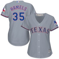 Texas Rangers #35 Cole Hamels Grey Road Women's Stitched MLB Jersey