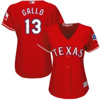 Texas Rangers #13 Joey Gallo Red Alternate Women's Stitched MLB Jersey