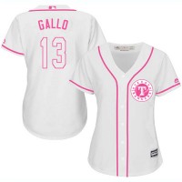 Texas Rangers #13 Joey Gallo White/Pink Fashion Women's Stitched MLB Jersey