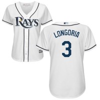 Tampa Bay Rays #3 Evan Longoria White Women's Fashion Stitched MLB Jersey