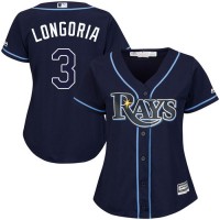 Tampa Bay Rays #3 Evan Longoria Dark Blue Alternate Women's Stitched MLB Jersey