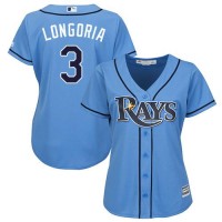 Tampa Bay Rays #3 Evan Longoria Light Blue Alternate Women's Stitched MLB Jersey