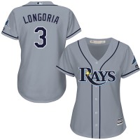 Tampa Bay Rays #3 Evan Longoria Grey Road Women's Stitched MLB Jersey