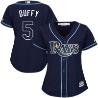 Tampa Bay Rays #5 Matt Duffy Dark Blue Alternate Women's Stitched MLB Jersey