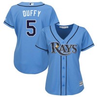 Tampa Bay Rays #5 Matt Duffy Light Blue Alternate Women's Stitched MLB Jersey