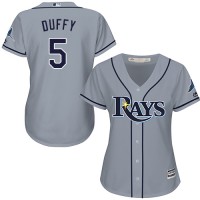 Tampa Bay Rays #5 Matt Duffy Grey Road Women's Stitched MLB Jersey