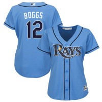 Tampa Bay Rays #12 Wade Boggs Light Blue Alternate Women's Stitched MLB Jersey