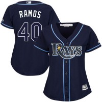 Tampa Bay Rays #40 Wilson Ramos Dark Blue Alternate Women's Stitched MLB Jersey
