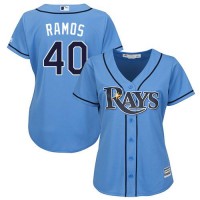 Tampa Bay Rays #40 Wilson Ramos Light Blue Alternate Women's Stitched MLB Jersey
