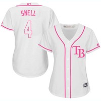 Tampa Bay Rays #4 Blake Snell White/Pink Fashion Women's Stitched MLB Jersey