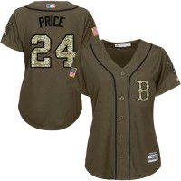 Boston Red Sox #24 David Price Green Salute to Service Women's Stitched MLB Jersey