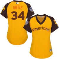 Boston Red Sox #34 David Ortiz Gold 2016 All-Star American League Women's Stitched MLB Jersey