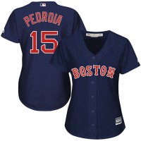Boston Red Sox #15 Dustin Pedroia Navy Blue Alternate Women's Stitched MLB Jersey