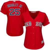 Boston Red Sox #25 Jackie Bradley Jr Red Alternate Women's Stitched MLB Jersey