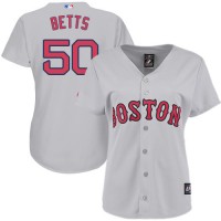 Boston Red Sox #50 Mookie Betts Grey Road Women's Stitched MLB Jersey