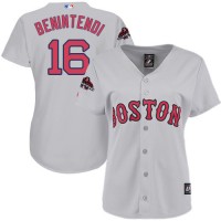 Boston Red Sox #16 Andrew Benintendi Grey Road 2018 World Series Champions Women's Stitched MLB Jersey