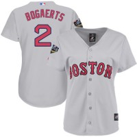 Boston Red Sox #2 Xander Bogaerts Grey Road 2018 World Series Women's Stitched MLB Jersey