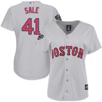 Boston Red Sox #41 Chris Sale Grey Road 2018 World Series Women's Stitched MLB Jersey