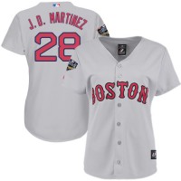 Boston Red Sox #28 J. D. Martinez Grey Road 2018 World Series Women's Stitched MLB Jersey