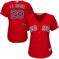 Boston Red Sox #28 J. D. Martinez Red Alternate 2018 World Series Champions Women's Stitched MLB Jersey
