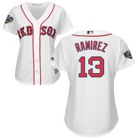 Boston Red Sox #13 Hanley Ramirez White Home 2018 World Series Women's Stitched MLB Jersey