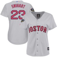 Boston Red Sox #23 Blake Swihart Grey Road 2018 World Series Women's Stitched MLB Jersey