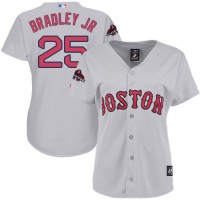 Boston Red Sox #25 Jackie Bradley Jr Grey Road 2018 World Series Champions Women's Stitched MLB Jersey