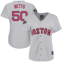 Boston Red Sox #50 Mookie Betts Grey Road 2018 World Series Women's Stitched MLB Jersey