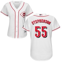 Cincinnati Cincinnati Reds #55 Robert Stephenson Majestic Women's Home Cool Base Jersey White