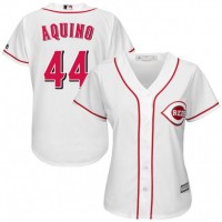 Cincinnati Reds #44 Aristides Aquino White Home Women's Stitched MLB Jersey