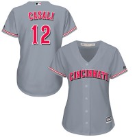 Cincinnati Reds #12 Curt Casali Grey Road Women's Stitched MLB Jersey