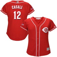 Cincinnati Reds #12 Curt Casali Red Alternate Women's Stitched MLB Jersey