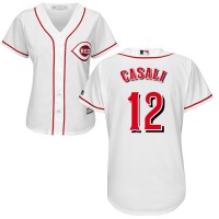 Cincinnati Reds #12 Curt Casali White Home Women's Stitched MLB Jersey