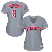 Cincinnati Reds #9 Mike Moustakas Grey Road Women's Stitched MLB Jersey
