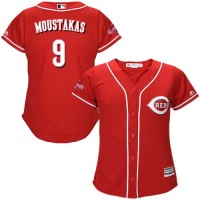 Cincinnati Reds #9 Mike Moustakas Red Alternate Women's Stitched MLB Jersey