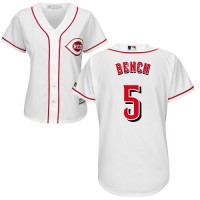Cincinnati Reds #5 Johnny Bench White Home Women's Stitched MLB Jersey