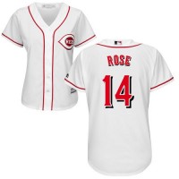 Cincinnati Reds #14 Pete Rose White Home Women's Stitched MLB Jersey