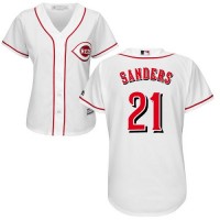 Cincinnati Reds #21 Reggie Sanders White Home Women's Stitched MLB Jersey