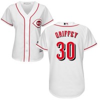 Cincinnati Reds #30 Ken Griffey White Home Women's Stitched MLB Jersey