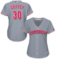 Cincinnati Reds #30 Ken Griffey Grey Road Women's Stitched MLB Jersey