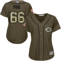 Cincinnati Reds #66 Yasiel Puig Green Salute to Service Women's Stitched MLB Jersey