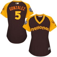 Colorado Rockies #5 Carlos Gonzalez Brown 2016 All-Star National League Women's Stitched MLB Jersey