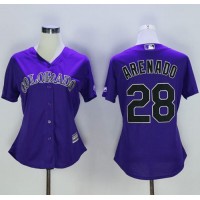 Colorado Rockies #28 Nolan Arenado Purple Alternate Women's Stitched MLB Jersey