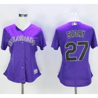 Colorado Rockies #27 Trevor Story Purple Women's Alternate Stitched MLB Jersey