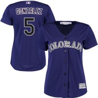 Colorado Rockies #5 Carlos Gonzalez Purple Alternate Women's Stitched MLB Jersey
