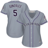 Colorado Rockies #5 Carlos Gonzalez Grey Road Women's Stitched MLB Jersey