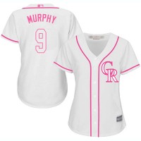 Colorado Rockies #9 Daniel Murphy White/Pink Fashion Women's Stitched MLB Jersey